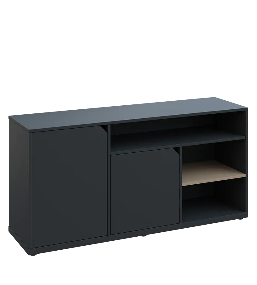 KU2-15DN3 L skříňka nízká 2-dveřová, nika, 740x1522x400, provedení levé, korpus a dvířka antracit/police latte